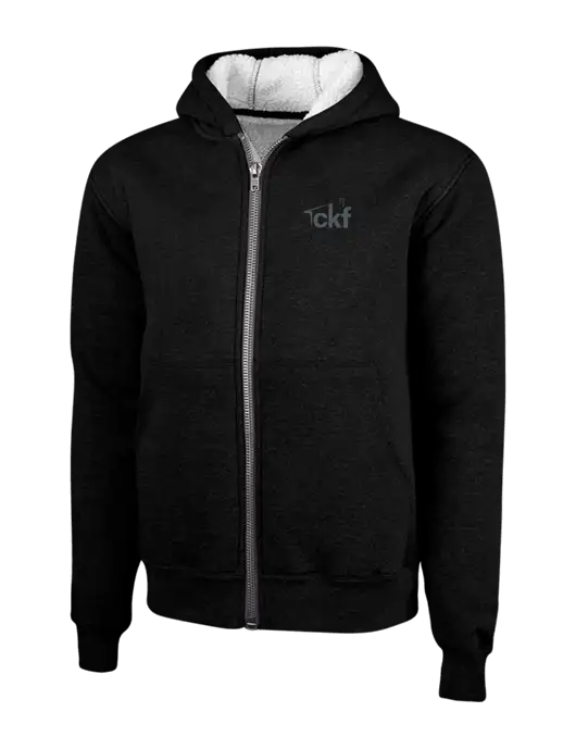Cornerstone Black Heavyweight Sherpa Lined Hooded Fleece Jacket w/CKF Logo