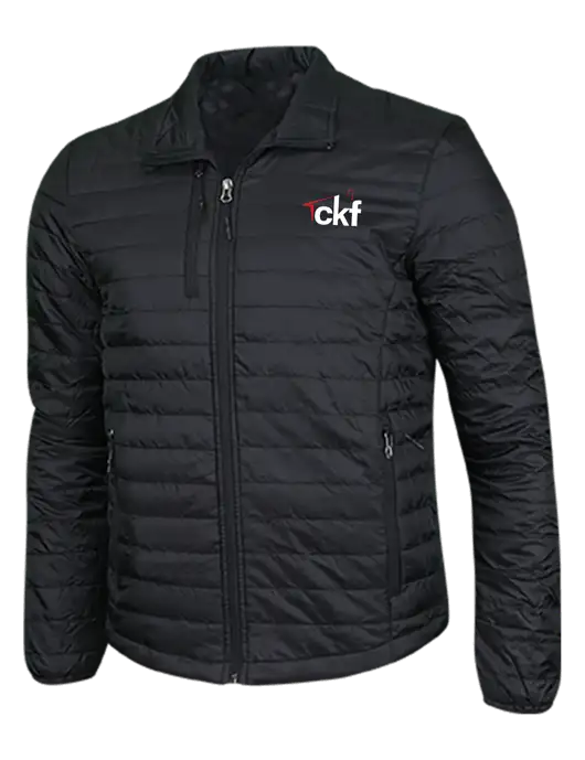 Deep Black Puffy Packable Jacket w/CKF Logo