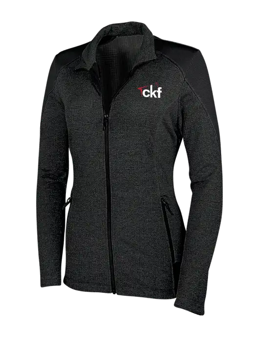 Womens Black Grid Fleece Jacket w/CKF Logo