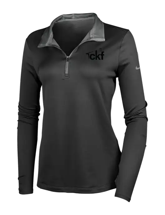 NIKE Black/Dark Grey Womens Dry-Fit Stretch 1/2 Zip Cover-Up w/CKF Logo