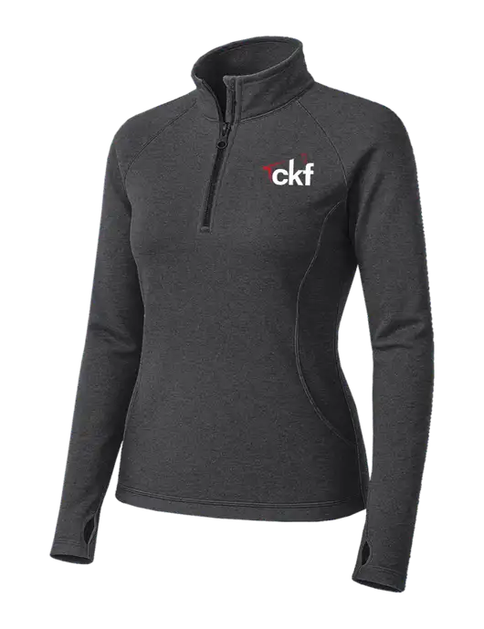 Dark Grey Heather Womens Sport Wick Stretch 1/4 Zip Pullover w/CKF Logo