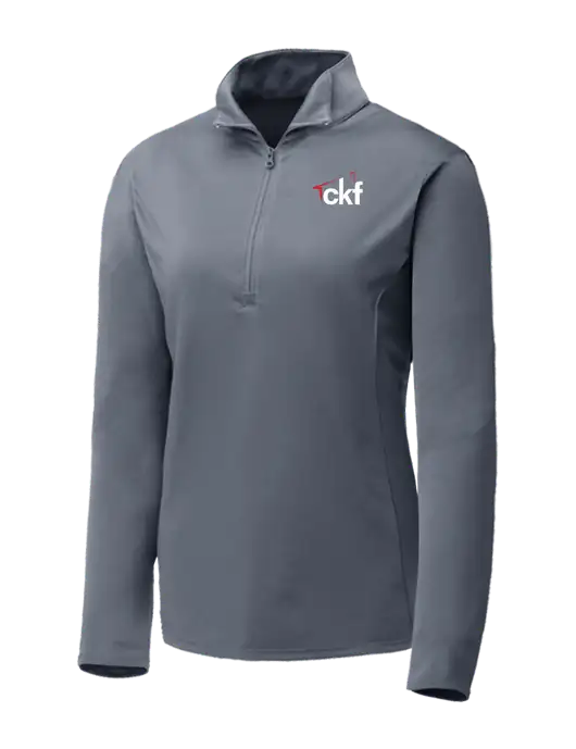 Medium Grey Womens Posicharge Competitor ¼ Zip Pullover w/CKF Logo