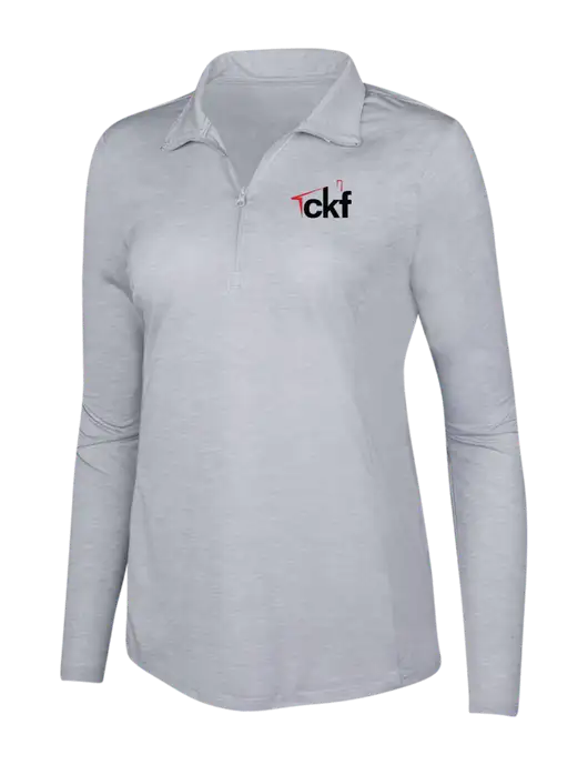 Light Grey Heather Womens Posicharge Tri-Blend Wicking 1/4 Zip Pullover w/CKF Logo