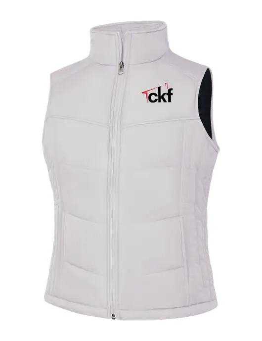 Womens White/Dark Slate Puffy Vest w/CKF Logo