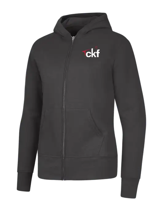 Charcoal Womens Core Fleece Full-Zip Hooded Sweatshirt w/CKF Logo