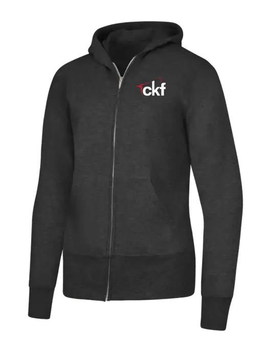 Dark Heather Grey Womens Core Fleece Full-Zip Hooded Sweatshirt w/CKF Logo