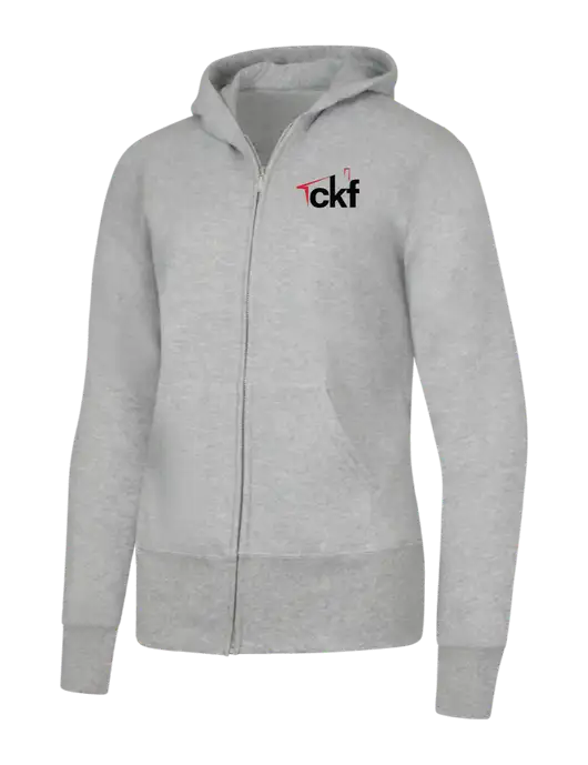 Grey Heather Womens Core Fleece Full-Zip Hooded Sweatshirt w/CKF Logo