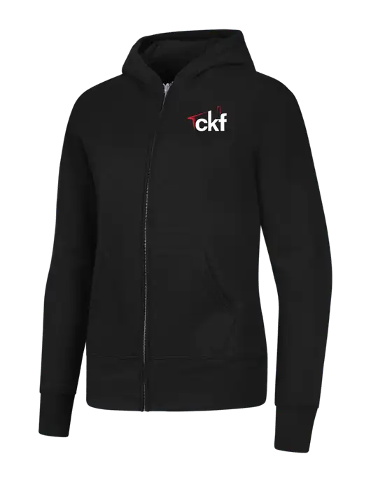 Jet Black Womens Core Fleece Full-Zip Hooded Sweatshirt w/CKF Logo