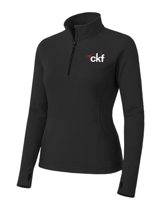 Charcoal Grey Womens Sport Wick Stretch 1/4 Zip Pullover w/CKF Logo