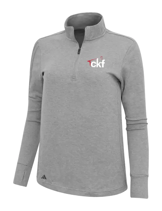 Adidas Light Grey Melange Womens 3 Stripes Quarter Zip Sweater w/CKF Logo