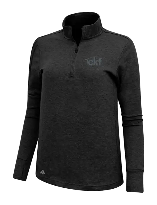 Adidas Black Melange Womens 3 Stripes Quarter Zip Sweater w/CKF Logo
