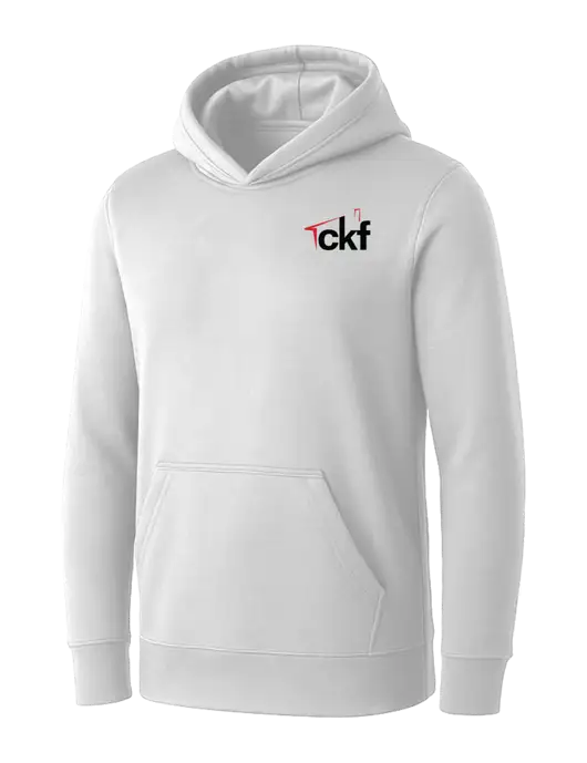 Womens White Core Fleece Pullover Hooded Sweatshirt w/CKF Logo