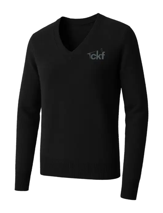 Brooks Brothers Womens Black Washable Merino V-Neck Sweater w/CKF Logo