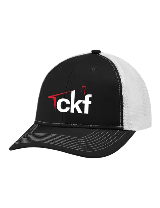 Snapback Ponytail Trucker Cap Black w/White Mesh w/CKF Logo