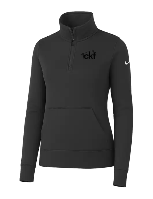 Nike Womens Dark Grey Club Fleece Sleeve Swoosh 1/2-Zip w/CKF Logo