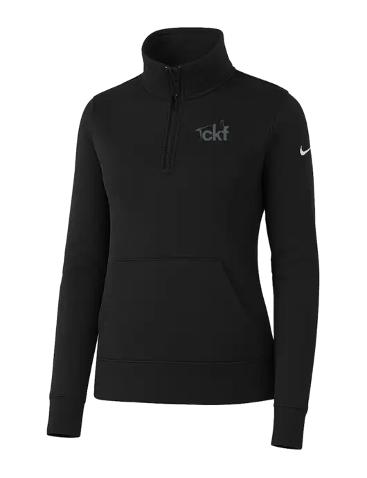 Nike Womens Black Club Fleece Sleeve Swoosh 1/2-Zip w/CKF Logo