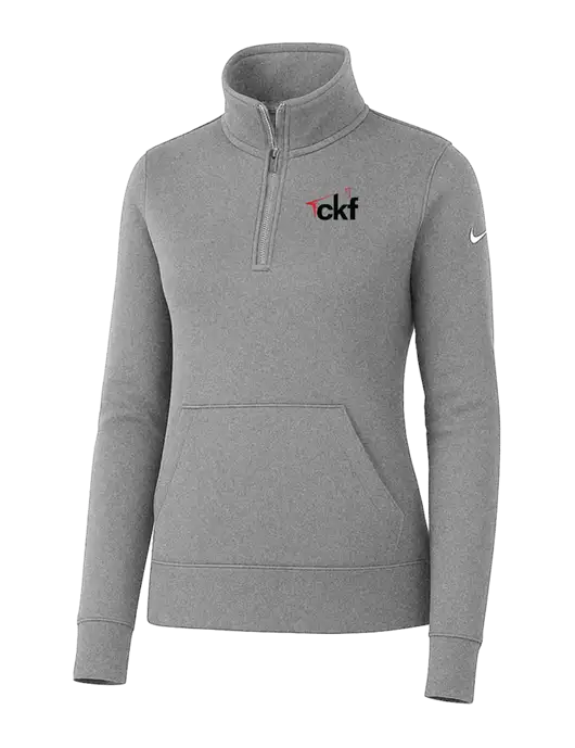 Nike Womens Light Grey Heather Club Fleece Sleeve Swoosh 1/2-Zip w/CKF Logo