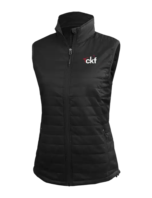 Womens Packable Black Puffy Vest w/CKF Logo