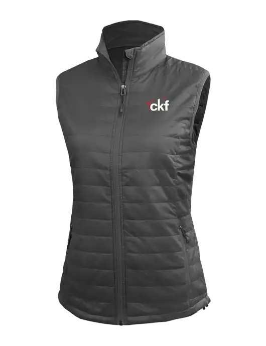 Womens Packable Dark Grey Puffy Vest w/CKF Logo