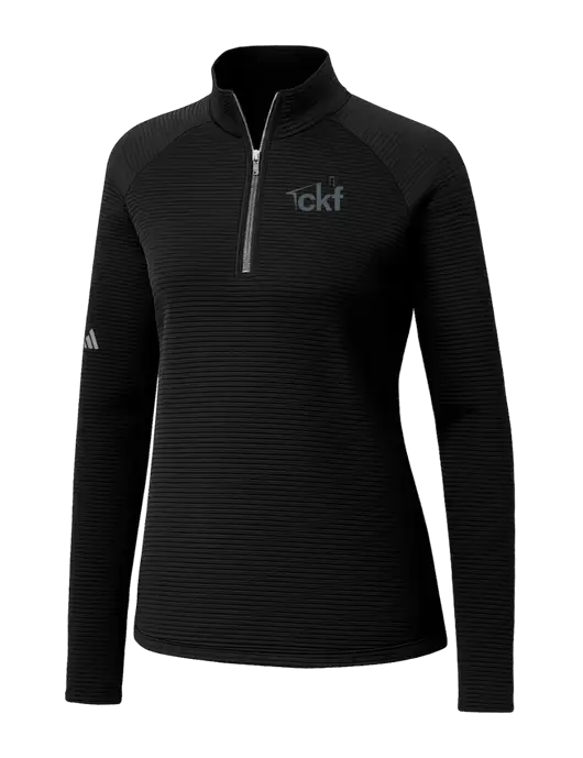 Adidas Womens Black Spacer Quarter-Zip Pullover  w/CKF Logo