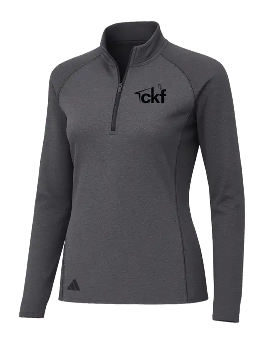 Adidas Womens Black Melange Space Dyed Quarter-Zip Pullover  w/CKF Logo