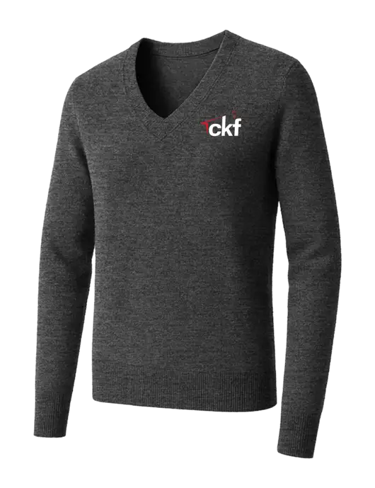 Brooks Brothers Womens Medium Grey Heather Washable Merino V-Neck Sweater w/CKF Logo