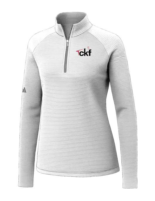 Adidas Womens White Spacer Quarter-Zip Pullover  w/CKF Logo