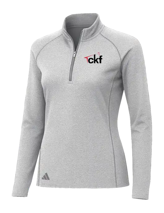 Adidas Womens Light Grey Heather Space Dyed Quarter-Zip Pullover  w/CKF Logo