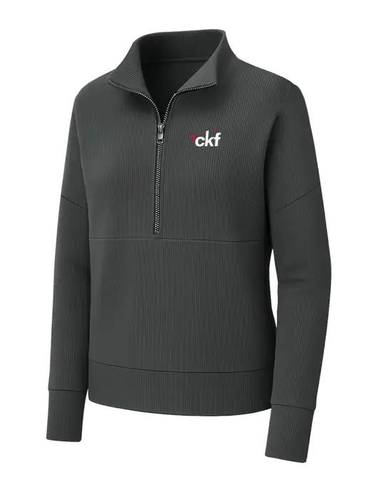 Mercer+Mettle Womens Dark Grey Linear Texture Quarter Zip w/CKF Logo