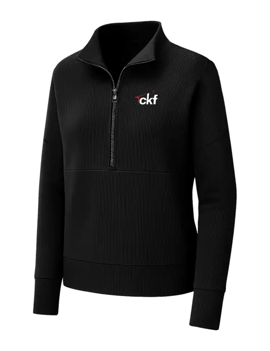 Mercer+Mettle Womens Black Linear Texture Quarter Zip w/CKF Logo