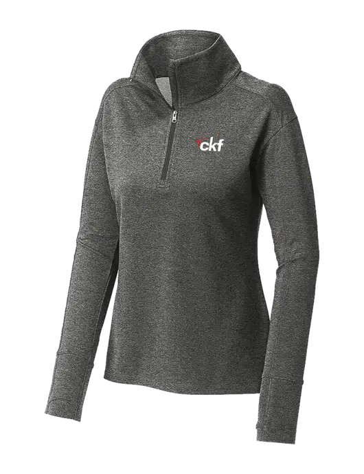 Womens Sport-Wick Flex Fleece Dark Grey Heather 1/4-Zip w/CKF Logo