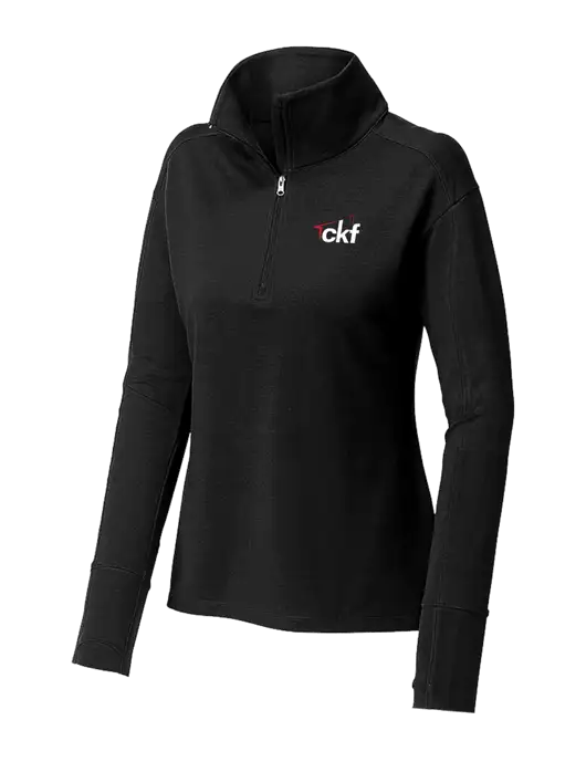 Womens Sport-Wick Flex Fleece Black 1/4-Zip w/CKF Logo