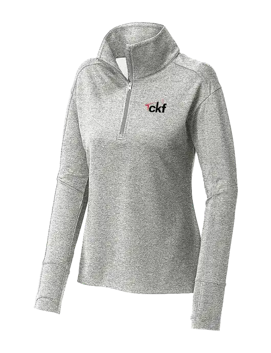 Womens Sport-Wick Flex Fleece Light Grey Heather 1/4-Zip w/CKF Logo