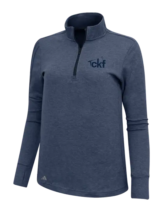 Adidas Navy Melange Womens 3 Stripes Quarter Zip Sweater w/CKF Logo