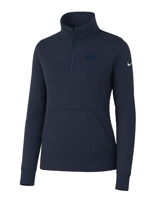 Nike Womens Dark Navy Club Fleece Sleeve Swoosh 1/2-Zip w/CKF Logo