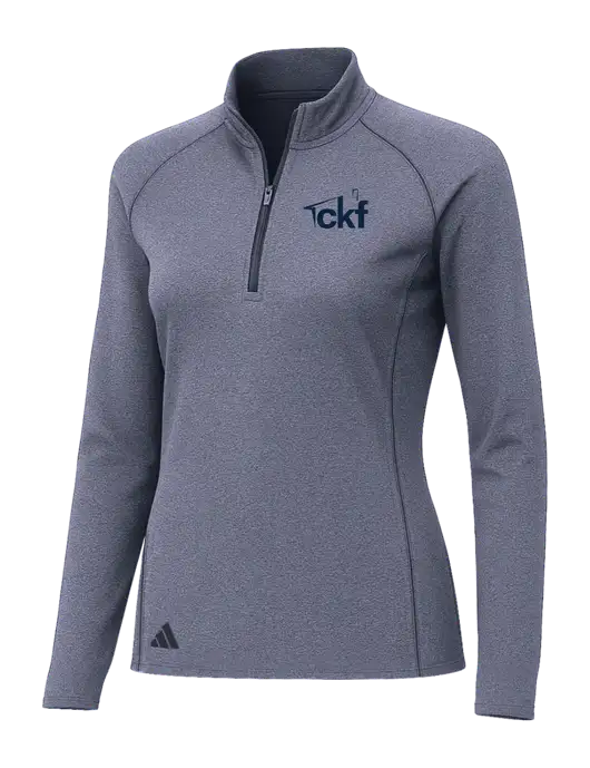 Adidas Womens Navy Melange Space Dyed Quarter-Zip Pullover  w/CKF Logo