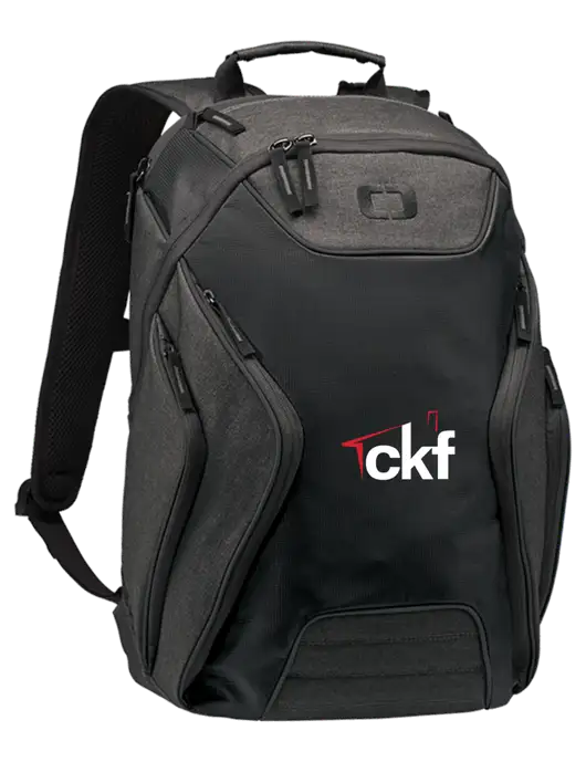 OGIO Black/Heather Grey Hatch Laptop Backpack
 w/CKF Logo