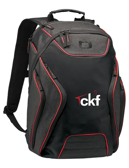 OGIO Red/Heather Grey Hatch Laptop Backpack
 w/CKF Logo