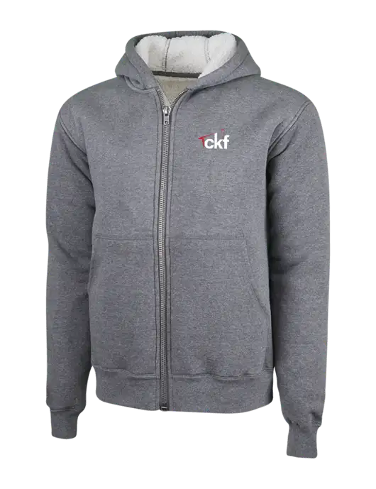 Cornerstone Grey Heather Heavyweight Sherpa Lined Hooded Fleece Jacket w/CKF Logo