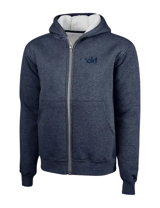 Cornerstone Navy Heavyweight Sherpa Lined Hooded Fleece Jacket w/CKF Logo