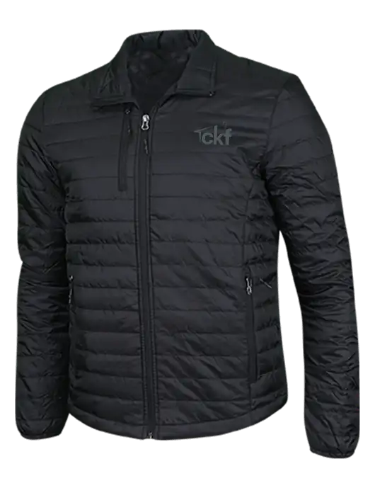 Deep Black Puffy Packable Jacket w/CKF Logo