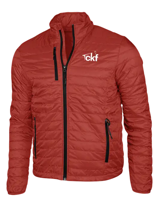 Dark Red Puffy Packable Jacket w/CKF Logo