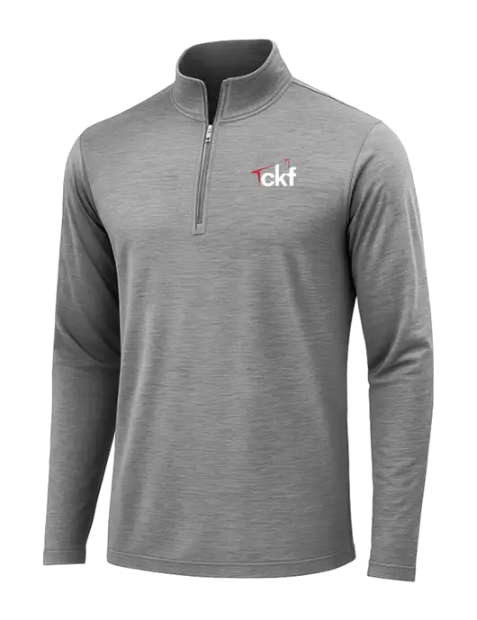 Dark Grey Heather Posicharge Tri-Blend Wicking 1/4 Zip Pullover w/CKF Logo