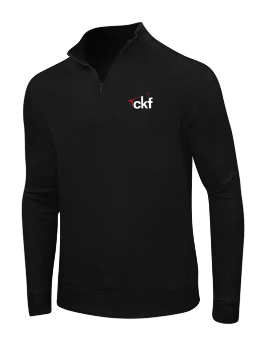 Deep Black/Charcoal Heather Interlock 1/4 Zip w/CKF Logo