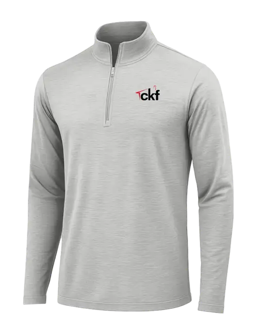 Light Grey Heather Posicharge Tri-Blend Wicking 1/4 Zip Pullover w/CKF Logo