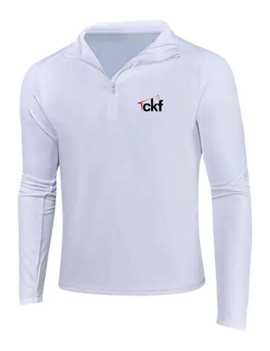 White Sport Wick Stretch 1/4 Zip Pullover w/CKF Logo