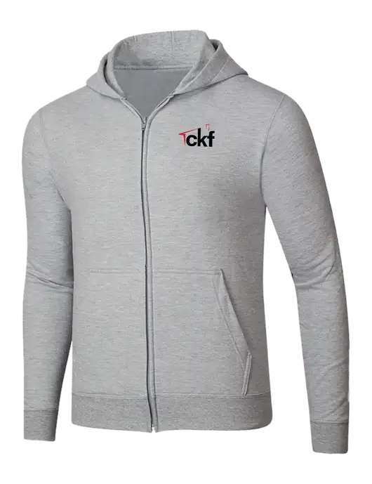 Light Grey Heather 8.5 oz Ring Spun Zip Hooded Sweatshirt w/CKF Logo