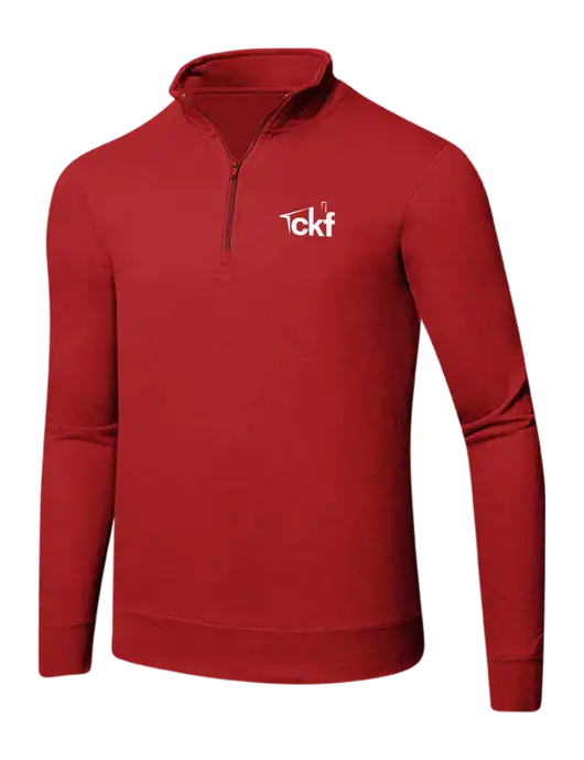 Bright Red 8.5 oz Ring Spun 1/4 Zip Pullover Sweatshirt w/CKF Logo