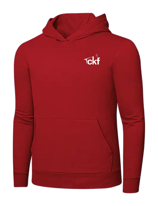 Bright Red 8.5 oz Ring Spun Hooded Sweatshirt w/CKF Logo