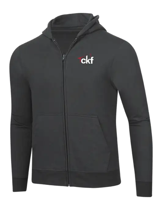 Charcoal 8.5 oz Ring Spun Zip Hooded Sweatshirt w/CKF Logo